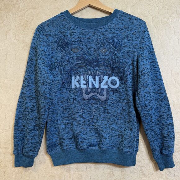 Kenzo Paris Sweater Womens Blue Tiger Jungle Crewneck Sweatshirt Sz S - Picture 14 of 16